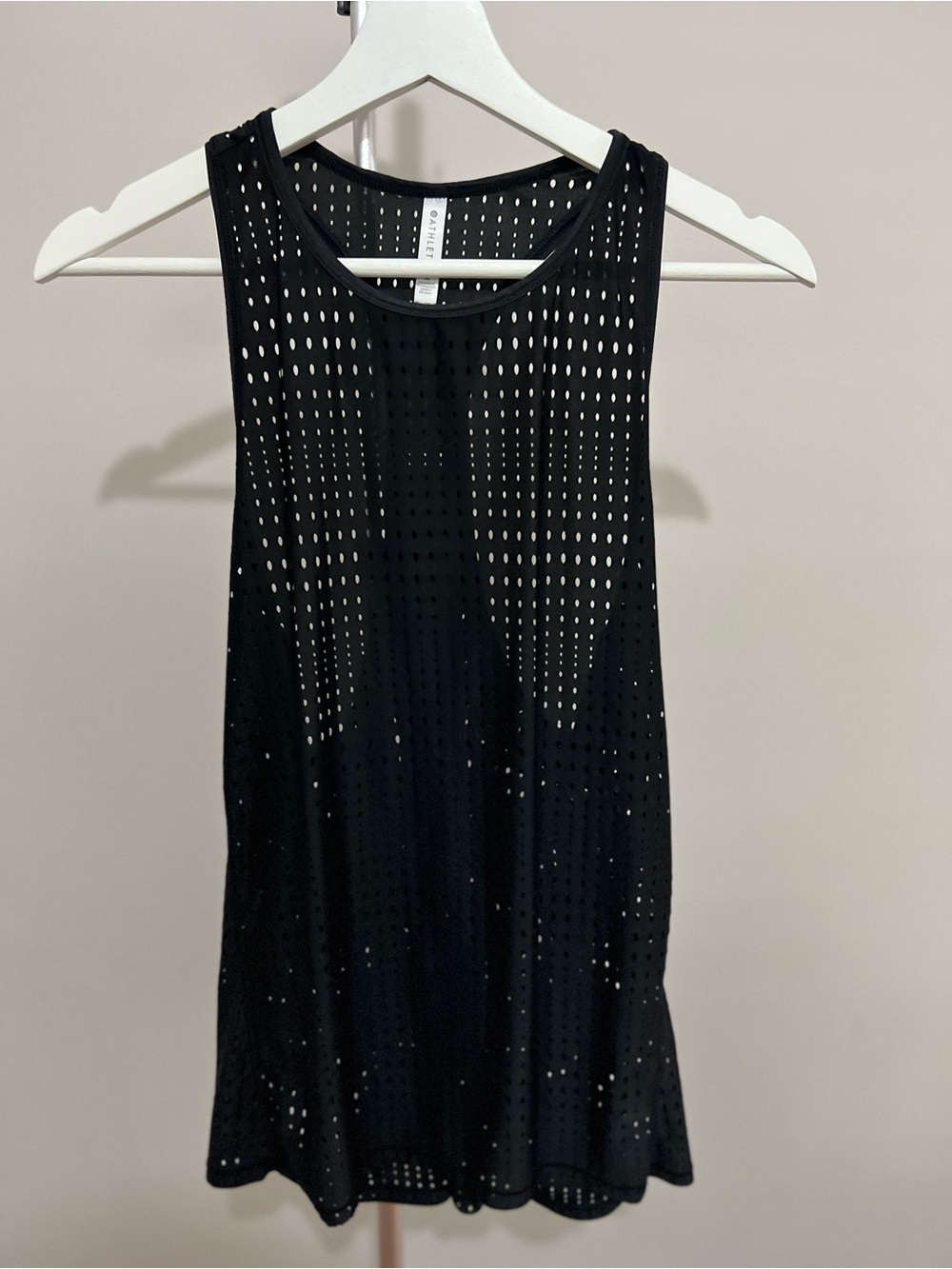 Athleta Black Perforated Mesh Swim Cover-Up Tank